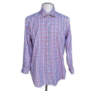 J. McLaughlin Men’s Sz XL Pink Agate Gingham Prints Long Sleeve Button Up Shirt